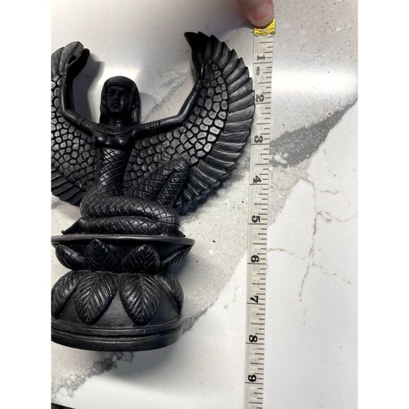 Winged Isis Devotional Statue, Black, 1998, Goddess of Ancient Egypt - Picture 8 of 9